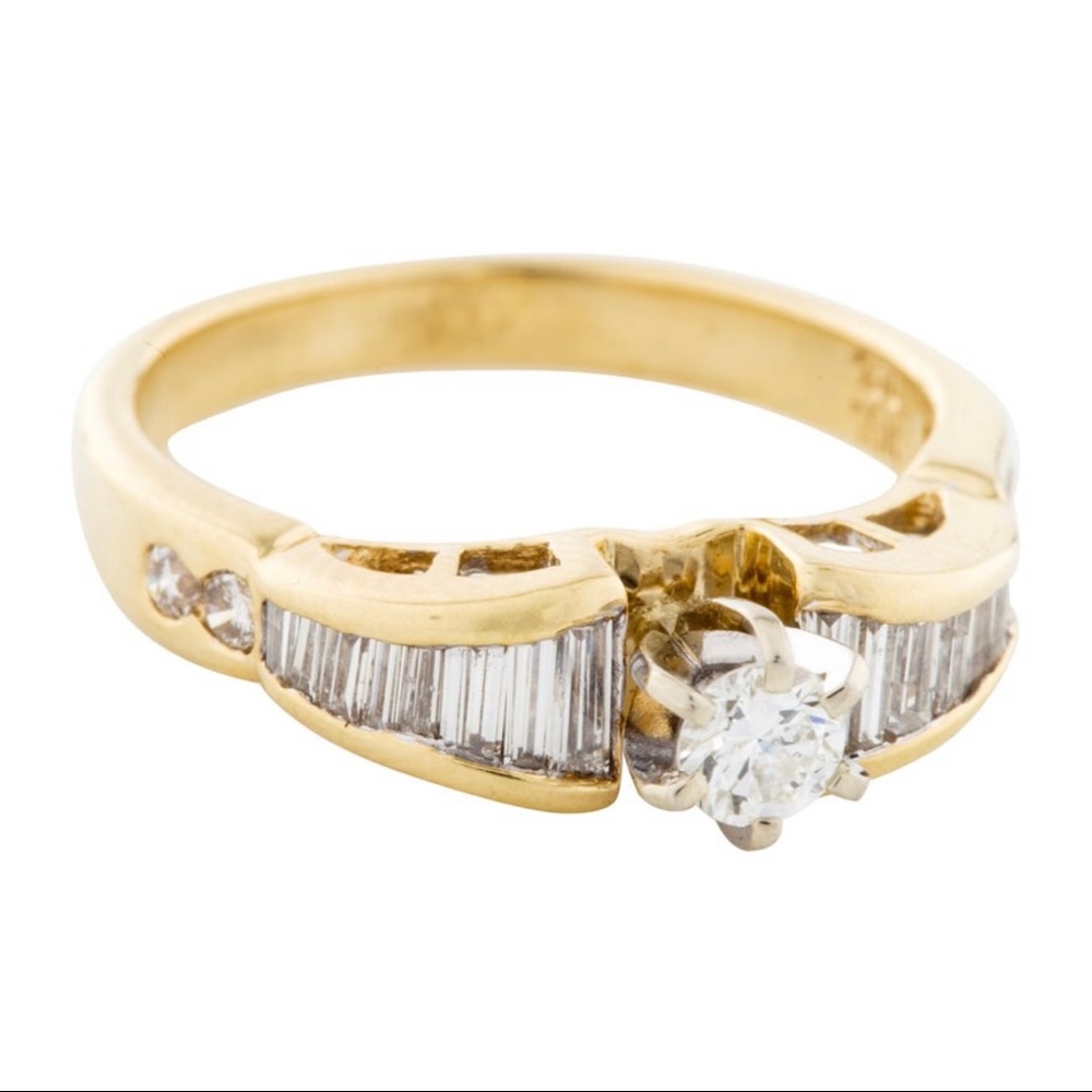 18K Yellow Gold Diamond Engagement Ring 1.1 Carat 💍 💝💕